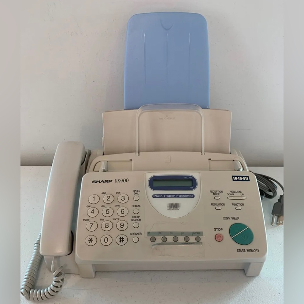 Sharp UX-300 Rare Fax Machine Complete Plain Paper Fax Copier Phone 3 in 1 RARE